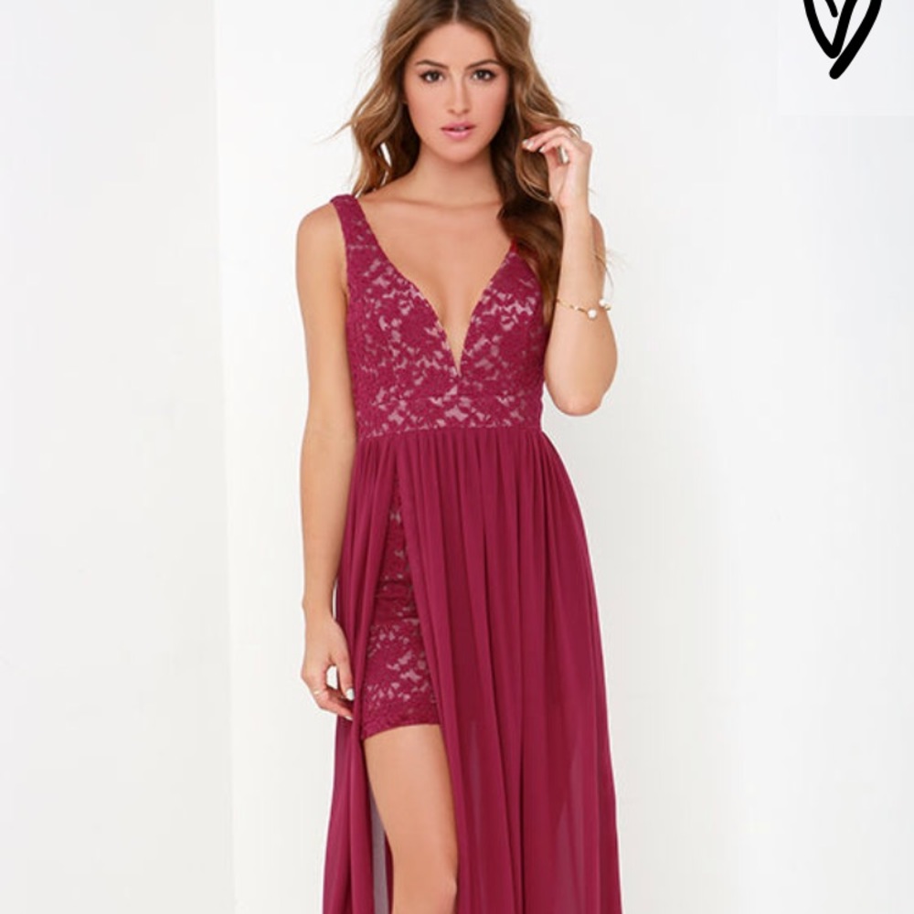 MAKE WAY FOR WONDERFUL BERRY RED LACE MAXI DRESS